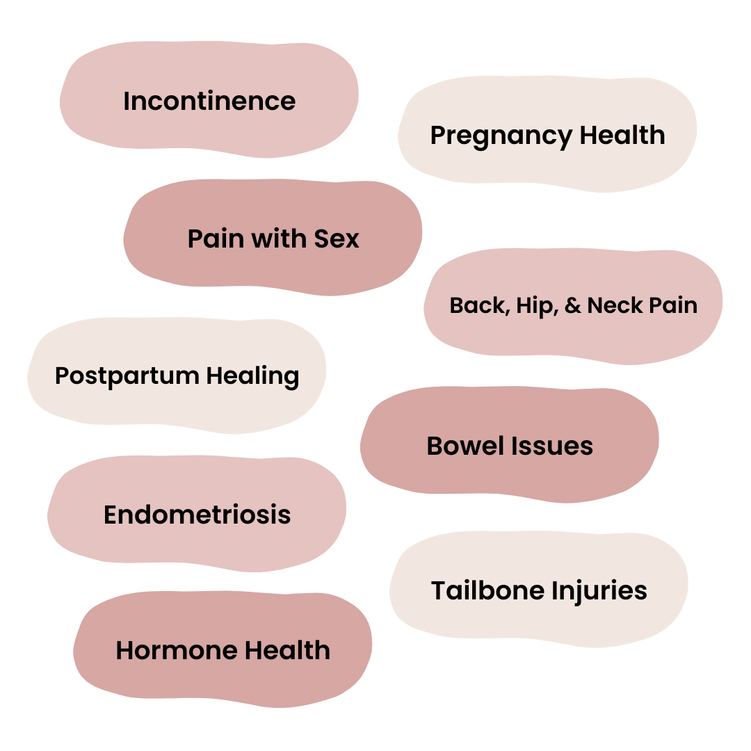 Incontinence; Pain With Sex; Pregnancy Health; Postpartum Healing; Back, Hip, and Neck Pain; Bowel Issues; Endometriosis; Tailbone Injuries; Hormone Health